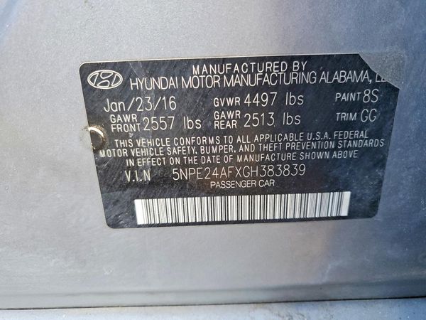 2016 HYUNDAI SONATA