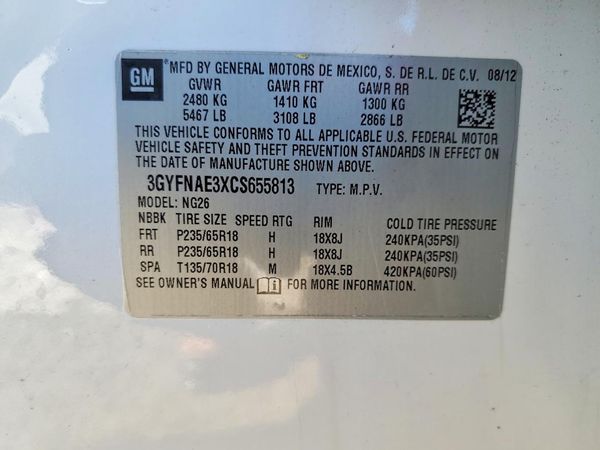 2012 CADILLAC SRX