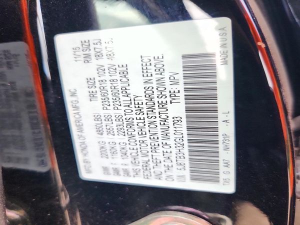 2016 ACURA RDX — VINS