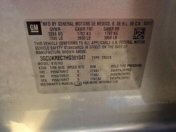 2017 CHEVROLET SILVERADO — VINS