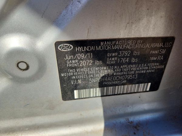 2012 HYUNDAI ELANTRA GLS(Middle grade) — VINS
