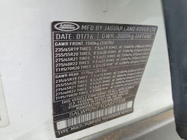 2016 LAND ROVER RANGEROVER HSE — VINS