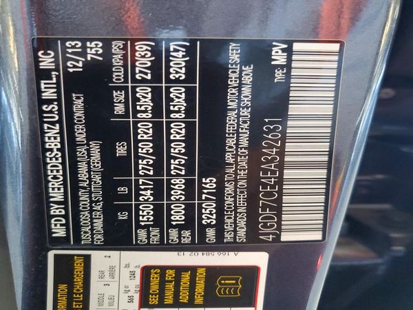 2014 MERCEDES-BENZ GL GL450 4MATIC — VINS