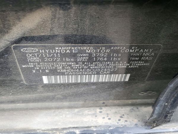 2012 HYUNDAI ELANTRA GLS(Middle grade) — VINS