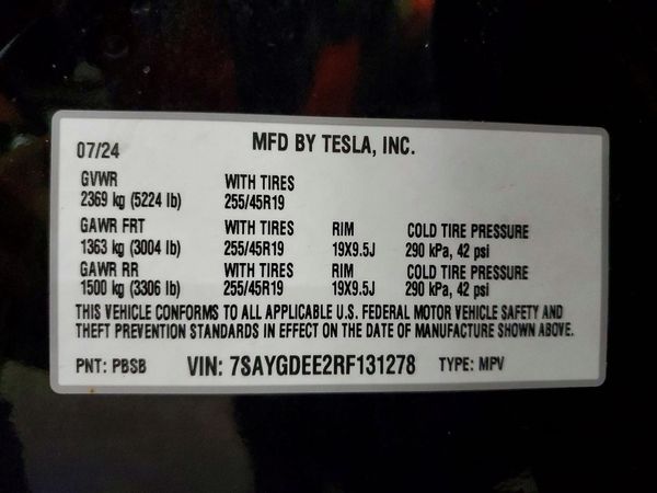 2024 TESLA MODEL  Y — VINS