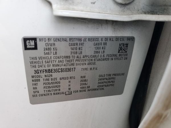 2012 CADILLAC SRX Performance — VINS