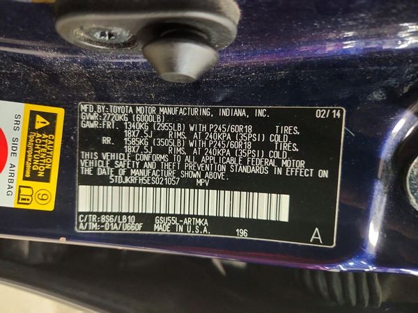 2014 TOYOTA HIGHLANDER — VINS