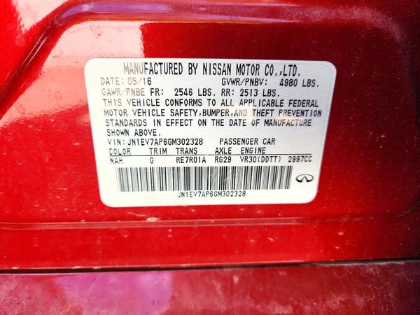 2016 INFINITI Q50 — VINS