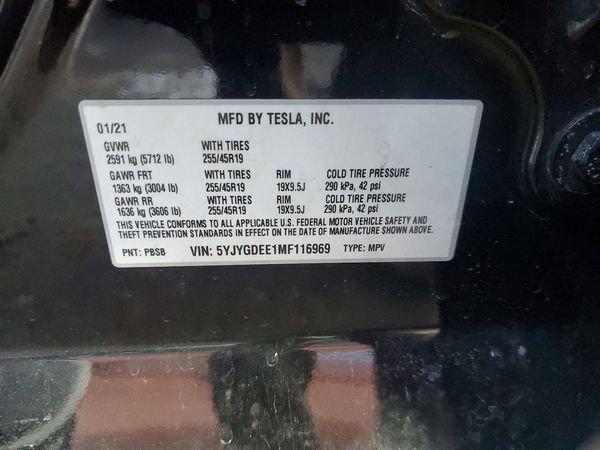 2021 TESLA MODEL Y — VINS