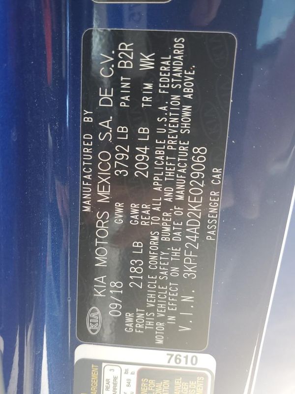 2019 KIA FORTE FE/LX/LXS