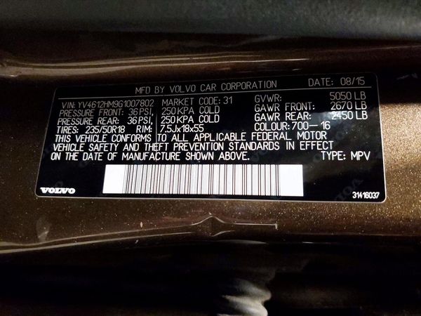 2016 VOLVO V60 CROSS COUNTRY SV35 Platinum