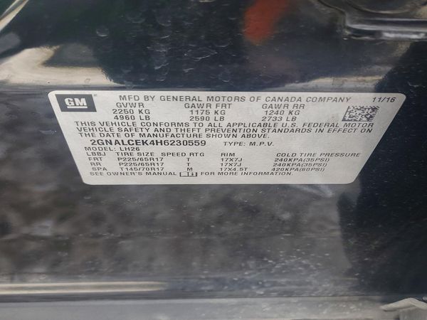 2017 CHEVROLET EQUINOX LT / FL