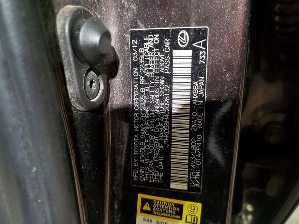 2012 LEXUS CT 200h