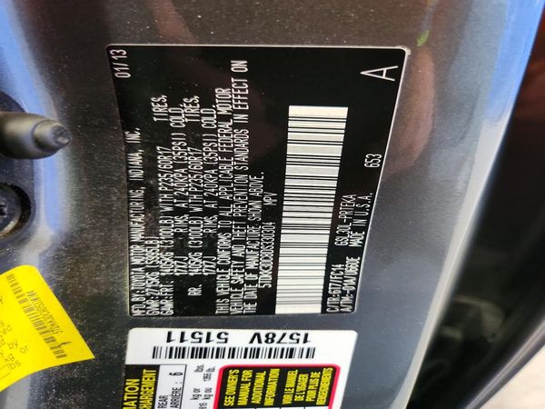 2013 TOYOTA SIENNA — VINS