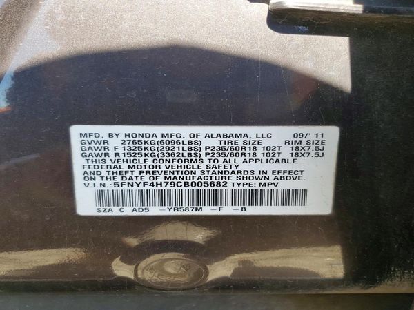 2012 HONDA PILOT EXL-N