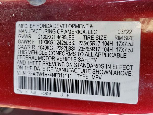 2022 HONDA CRV Special Edition — VINS