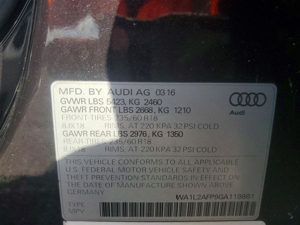 2016 AUDI Q5 quattro Premium Plus — VINS