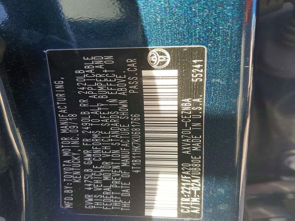 2019 TOYOTA CAMRY L/LE/SE/XLE