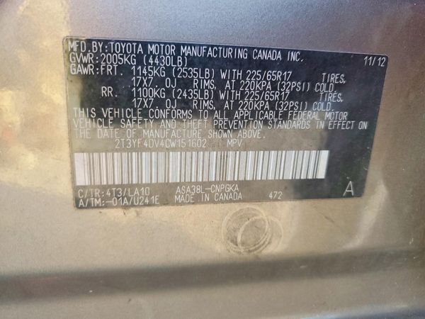 2012 TOYOTA RAV4 High