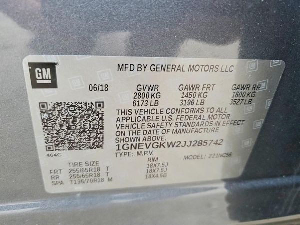 2018 CHEVROLET TRAVERSE LT