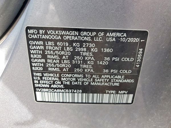 2021 VOLKSWAGEN ATLAS 4Motion SEL — VINS