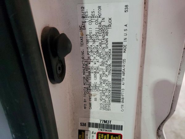 2012 TOYOTA TACOMA
