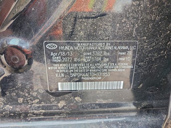 2013 HYUNDAI ELANTRA — VINS