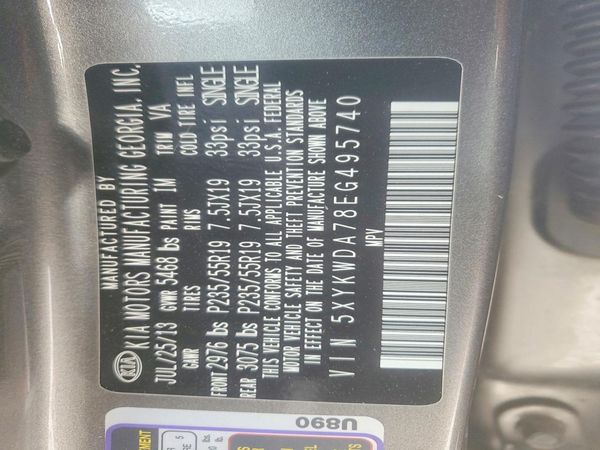 2014 KIA SORENTO SX — VINS