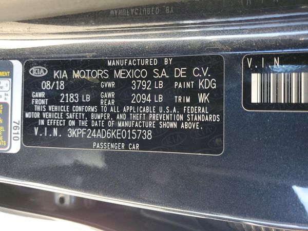 2019 KIA FORTE FE/LX/LXS
