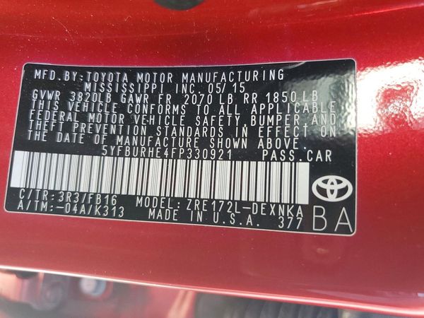 2015 TOYOTA COROLLA L/LE