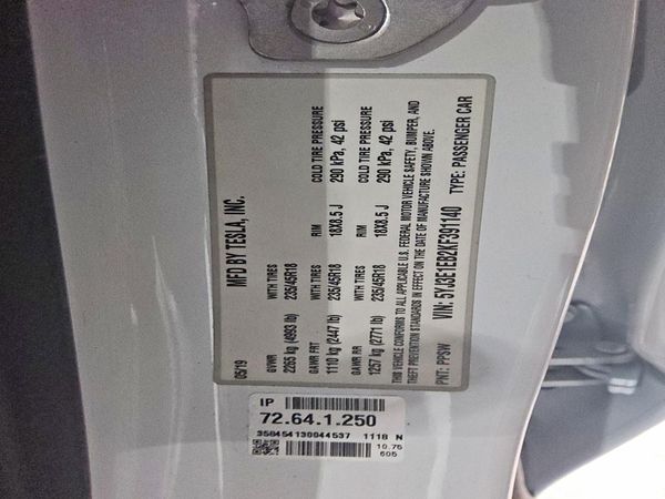 2019 TESLA MODEL 3