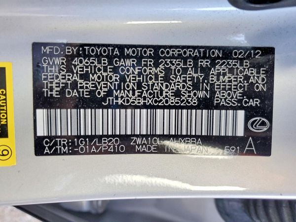 2012 LEXUS CT 200H