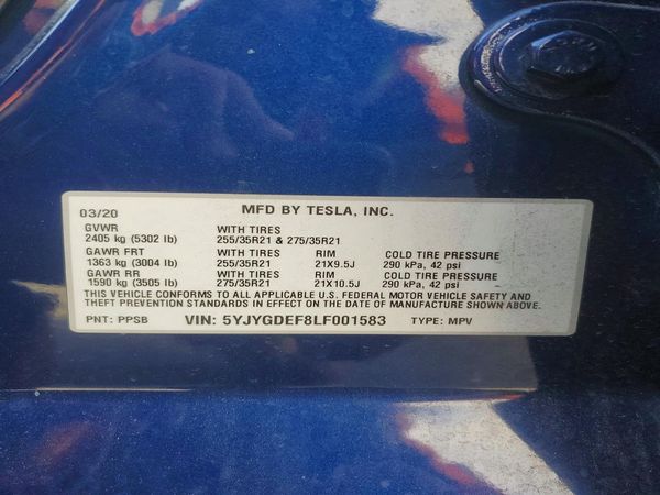 2020 TESLA MODEL Y