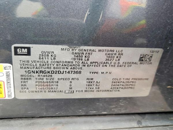 2013 CHEVROLET TRAVERSE 1LT — VINS