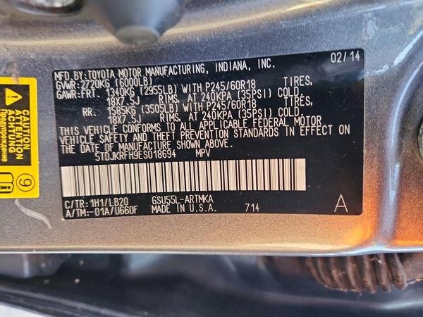2014 TOYOTA HIGHLANDER Base/Hybrid — VINS