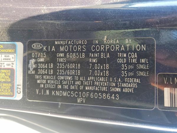 2015 KIA SEDONA GLS - Middle level