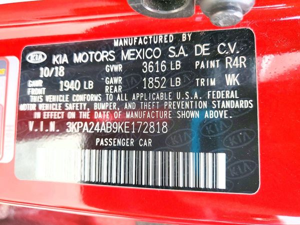 2019 KIA RIO LX, S