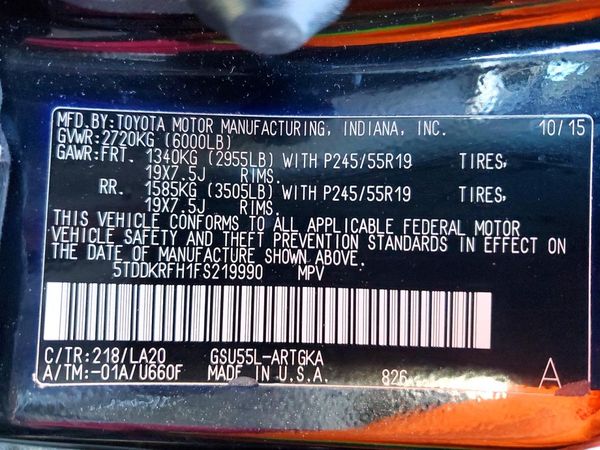 2015 TOYOTA HIGHLANDER Base/Hybrid