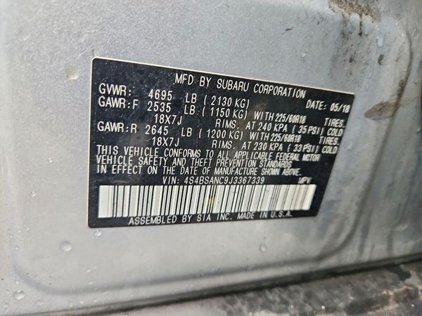 2018 SUBARU OUTBACK Limited+M/R+ES+NAVI — VINS