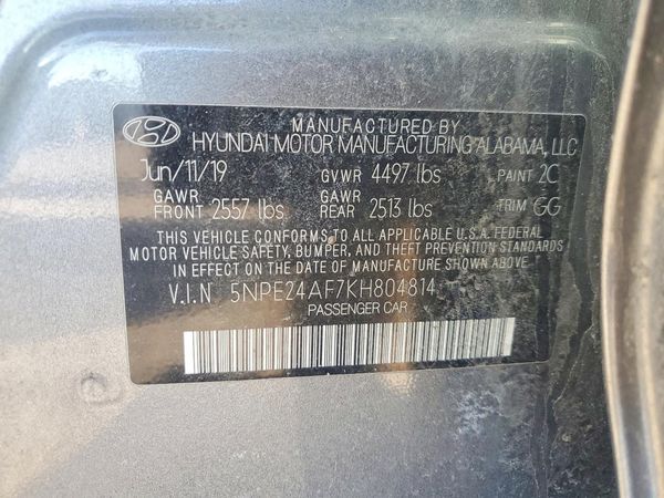 2019 HYUNDAI SONATA