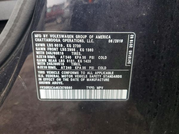 2019 VOLKSWAGEN ATLAS
