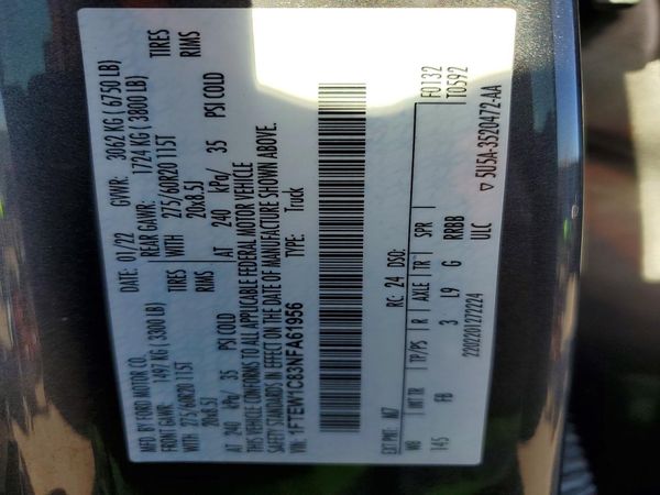 2022 FORD F150 SuperCrew