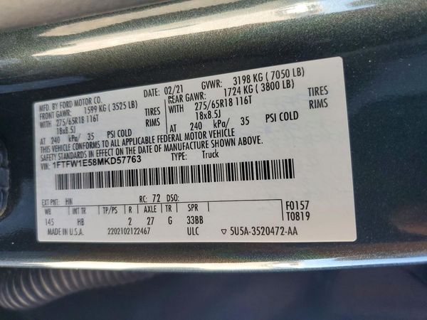2021 FORD F150