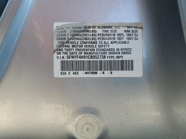 2012 HONDA PILOT TOURING