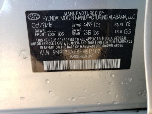 2017 HYUNDAI SONATA SE, Eco