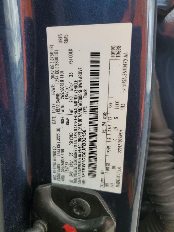 2018 FORD F-150 — VINS