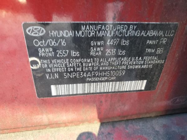 2017 HYUNDAI SONATA