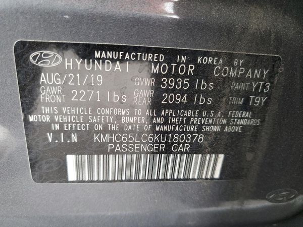 2019 HYUNDAI IONIQ