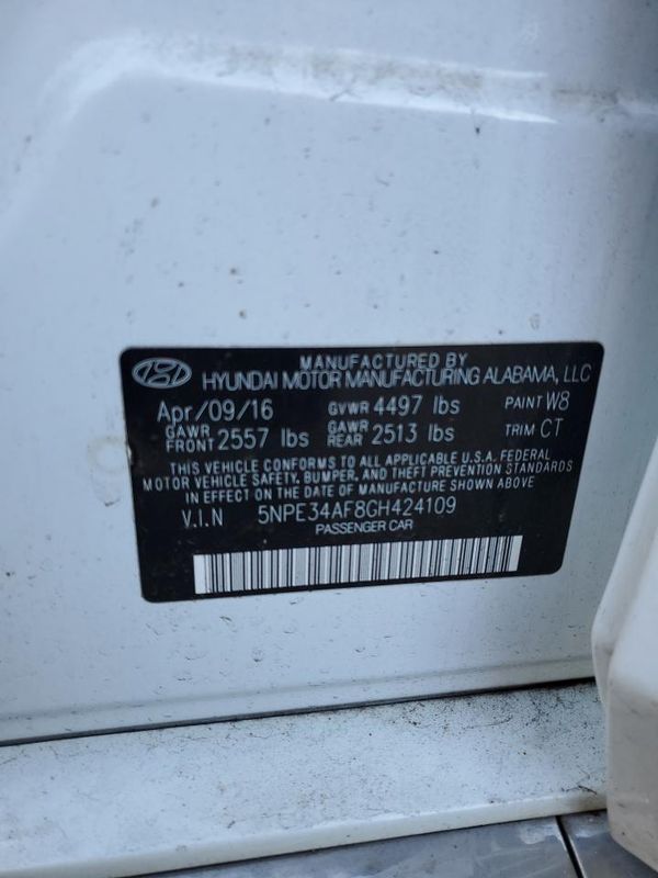 2016 HYUNDAI SONATA — VINS