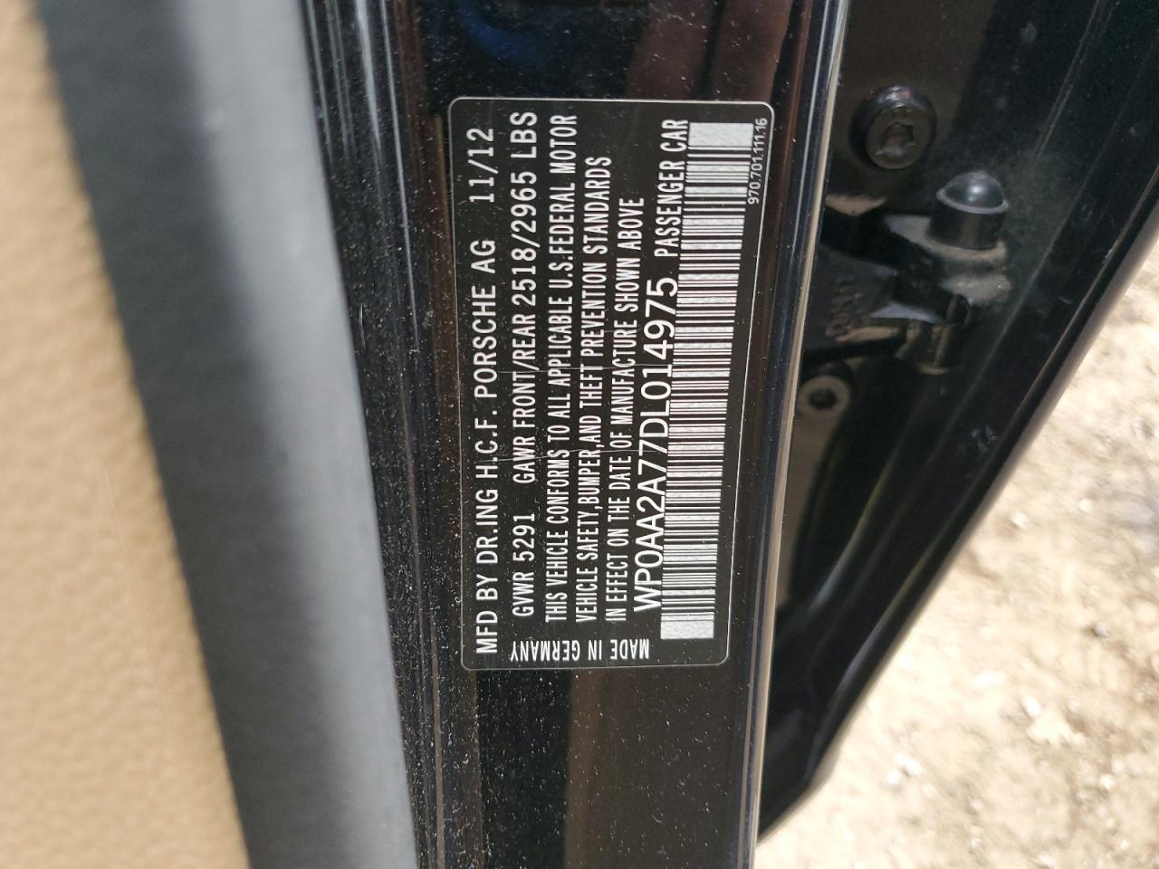 2013 PORSCHE PANAMERA Base (2WD), 4 (4WD)